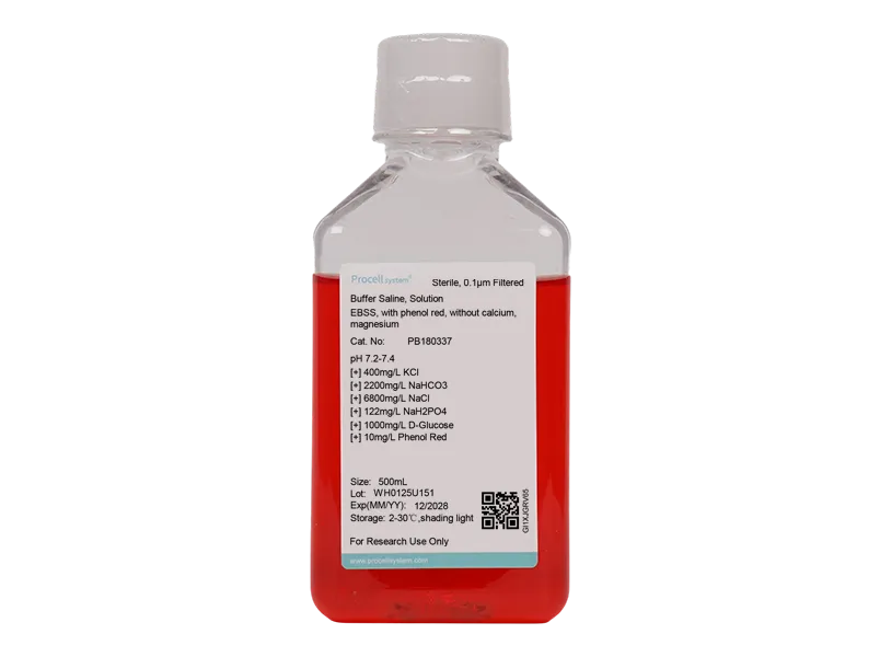 Earle's Balanced Salt Solution (EBSS), with phenol red, without calcium, magnesium