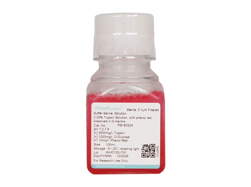 0.25% Trypsin Solution, with phenol red, dissolved in D-Hank's